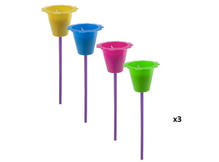 lot de 12 torches de jardin parfumées multicolores 42cm