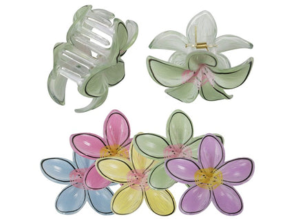 pince à cheveux colorée motif fleur mix 8x8cm