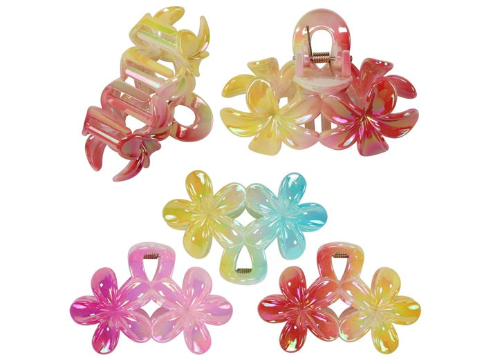 pince à cheveux bicolore motif noeud avec fleurs mix 8.5x4.5cm