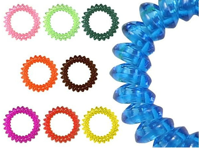 chouchou bracelet spirale élastique transparent coloré mix1 5cm