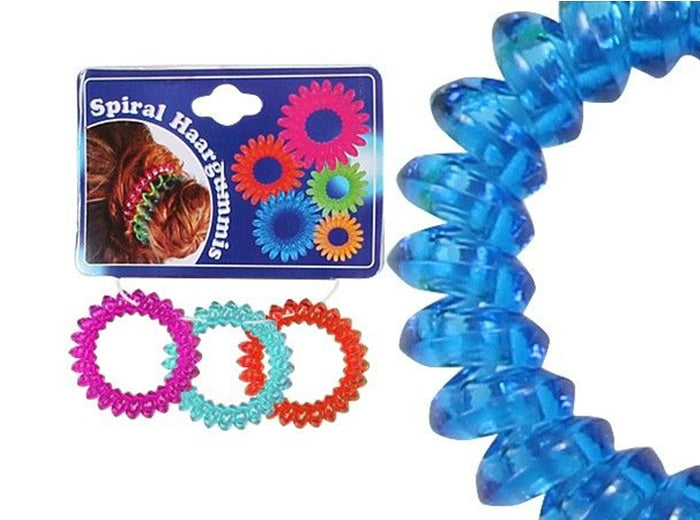 chouchou bracelet spirale élastique transparent coloré mix2 5cm