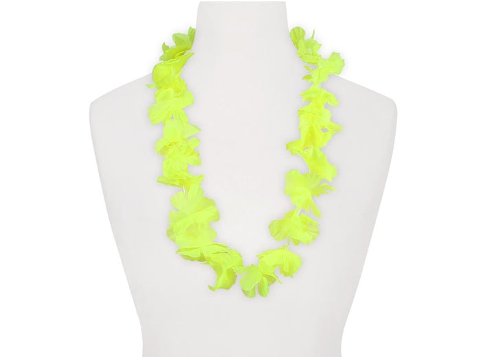 collier de fleurs tahiti 52 fleurs fluo neon jaune 60mm