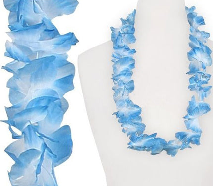 collier de fleurs. tahiti bleu et blanc 60mm