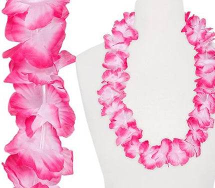 collier de fleurs. tahiti rose et blanc 60mm