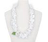 collier de fleurs tahiti blanc avec une feuille verte