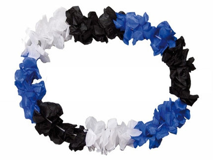 collier de fleurs épais tahiti bleu blanc noir 100mm