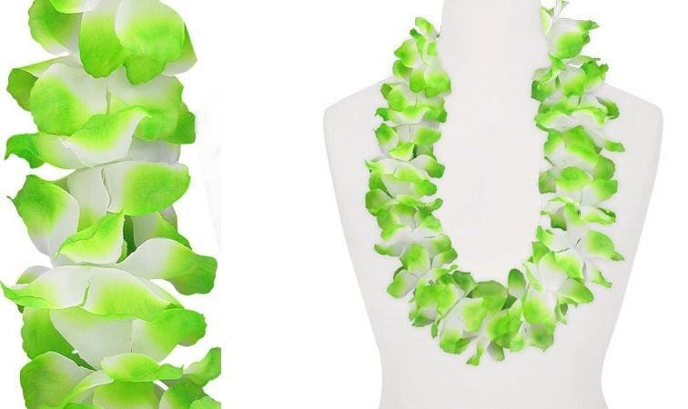 collier de fleurs épais tahiti vert blanc new 120mm