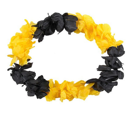 collier de fleurs épais tahiti noir jaune 120mm