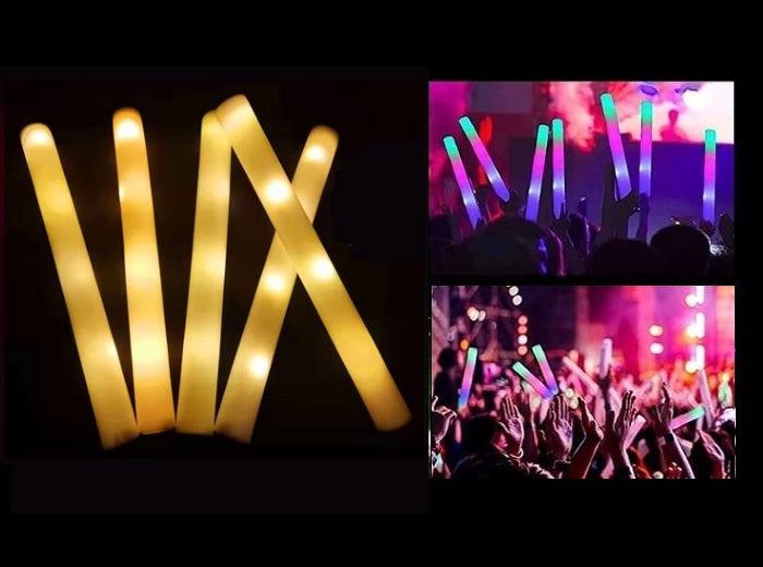 baton lumineux mousse tap tap leds jaune 47cm