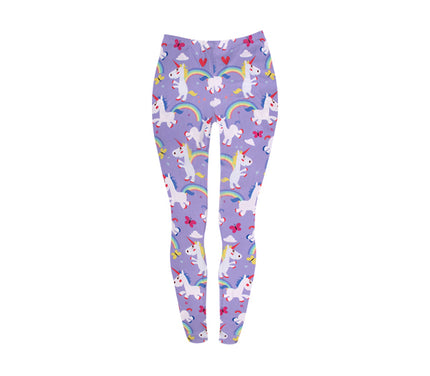 pantalon legging motifs licorne mauve