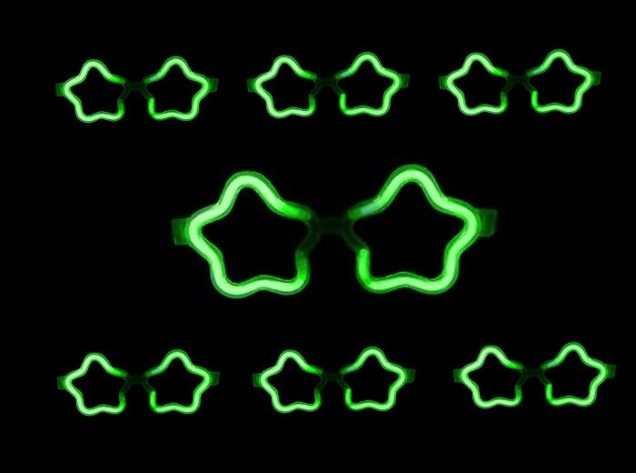 lunettes lumineuses 6 led''s motif étoile vert