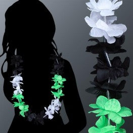 collier de fleurs tahiti noir vert blanc 70mm