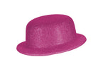 chapeau melon en pvc à paillettes fuchsia 10cm
