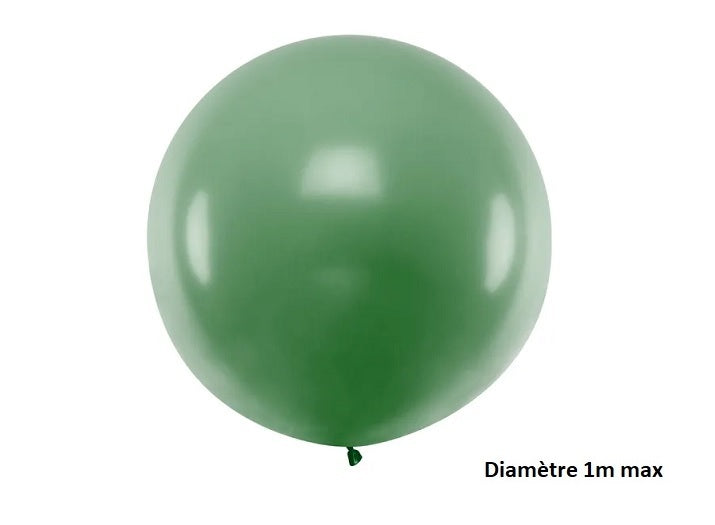 ballon rond géant vert fonçé pastel 1m