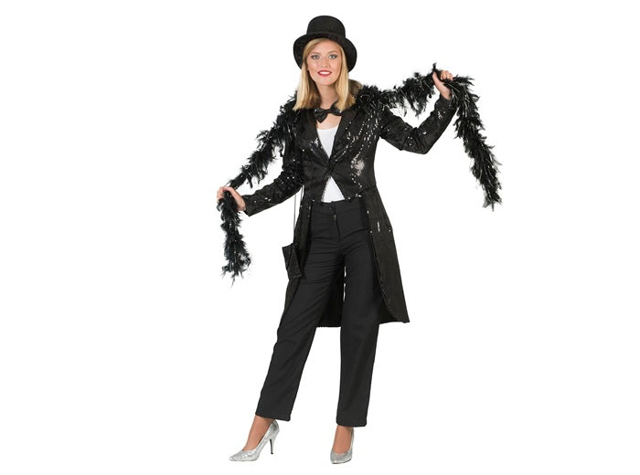 veste queue de pie à sequins noir femme taille s/m