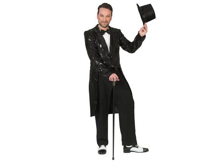 veste queue de pie à sequins noir homme