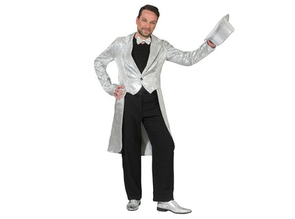 veste queue de pie à sequins argent homme taille xxl/xxxl