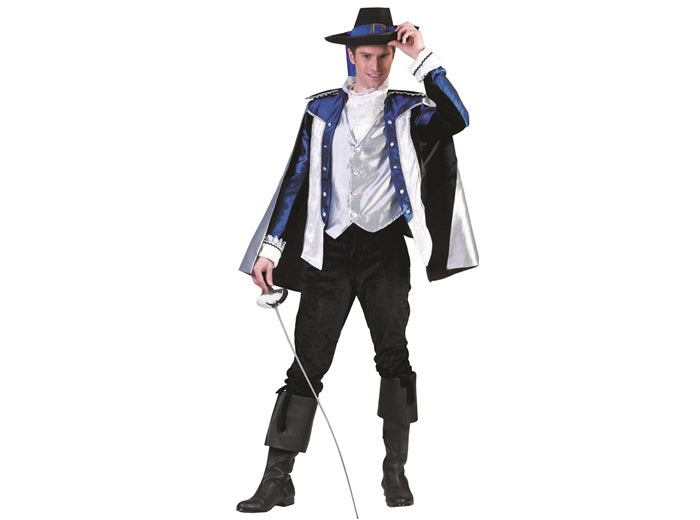 déguisement de mousquetaire bleu 5pcs homme taille l/xl
