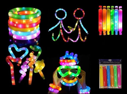 .lot de 6 tubes pop fidget led lumineux mix 64cm new!