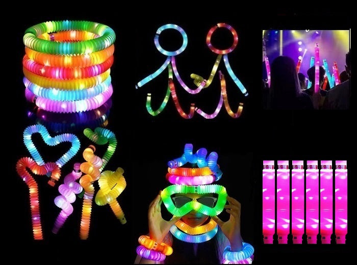lot de 6 tubes pop fidget led lumineux rose 64cm new!