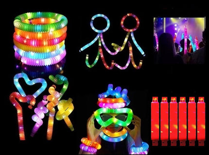 lot de 6 tubes pop fidget led lumineux rouge 64cm