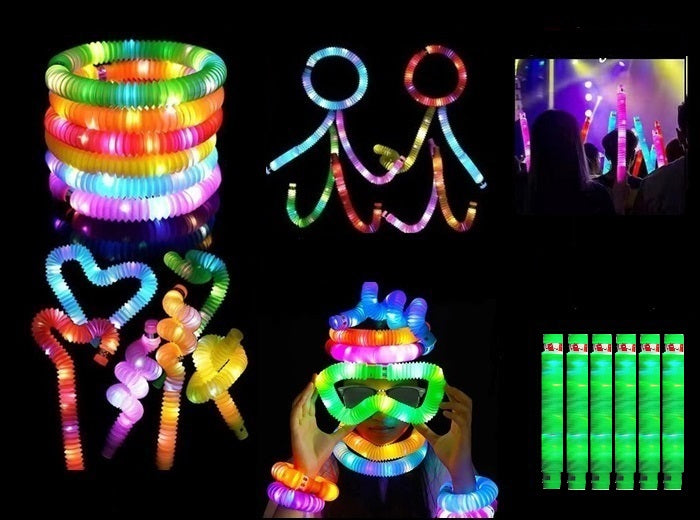 lot de 6 tubes pop fidget led lumineux vert 64cm