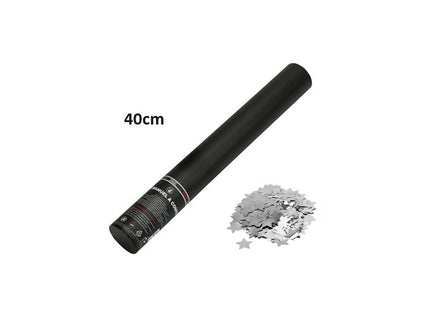 canon à confettis papier etoile argent ignifugés 40cm