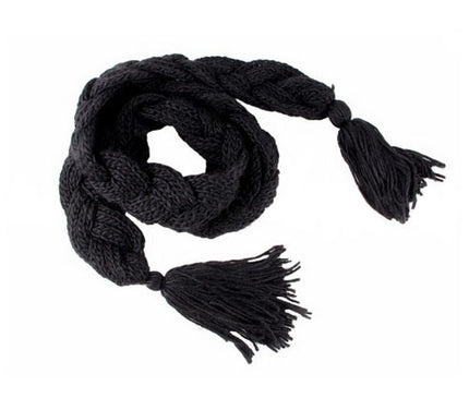 écharpe façon tricot avec franges noir