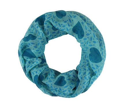 foulard tube coeurs turquoise sch-700b