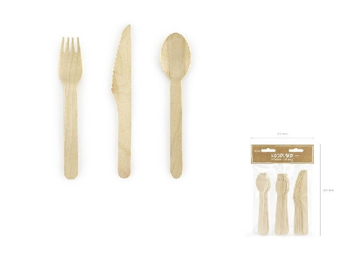 lot de 18 couverts en bois 16cm