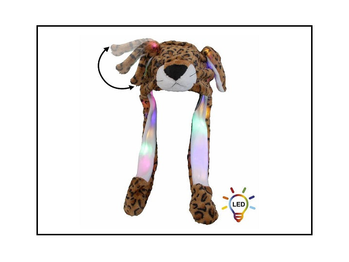 bonnet lumineux led''s oreilles qui bougent léopard brun