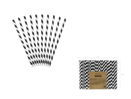 lot de 250 pailles carton noir & blanc 19.5cm