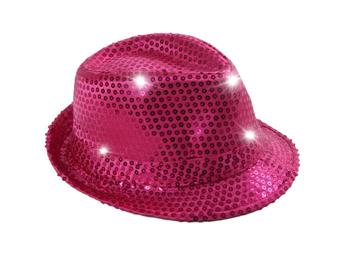 chapeau tribly à sequins lumineux rose 12cm