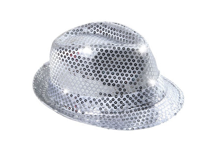 chapeau tribly à sequins lumineux argent 12cm