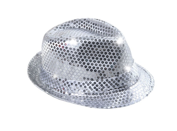 chapeau tribly à sequins lumineux argent 12cm