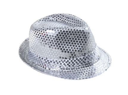 chapeau tribly à sequins argent 12cm