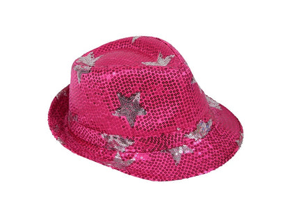 chapeau tribly à sequins rose avec étoiles