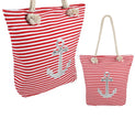 sac de plage marin rayé rouge/blanc & ancre argent 40x39cm