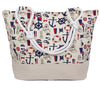 sac de plage beige avec motifs marins 50x35cm