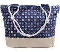 sac de plage bleu avec motifs marins 50x35cm