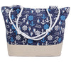 sac de plage bleu foncé avec motifs marins 50x35cm