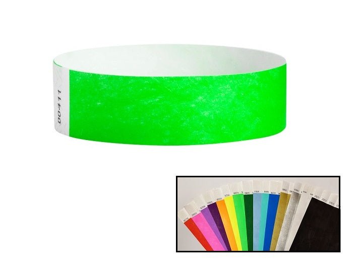 bracelet en tyvek sans marquage vert fluo 19mm