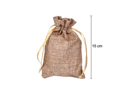 sac en toile de jute bronze 15x9.5cm