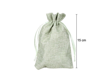 sac en toile de jute vert clair 15x9.5cm