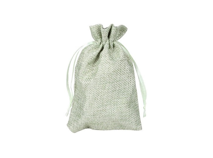 sac en toile de jute vert clair 15x9.5cm