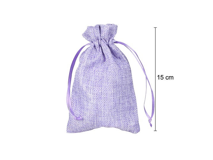 sac en toile de jute lilas 15x9.5cm