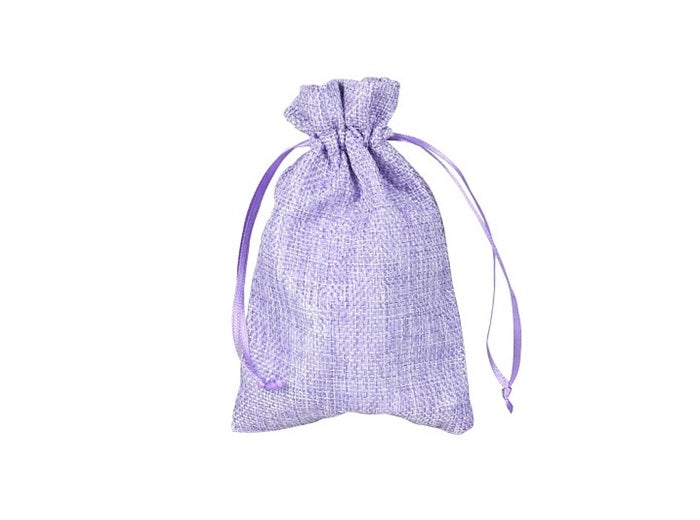sac en toile de jute lilas 15x9.5cm