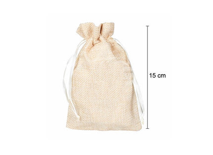 sac en toile de jute beige 15x9.5cm