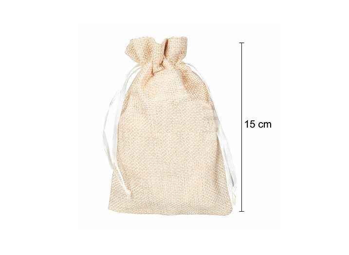 sac en toile de jute beige 15x9.5cm