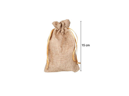 sac en toile de jute brun clair 15x9.5cm
